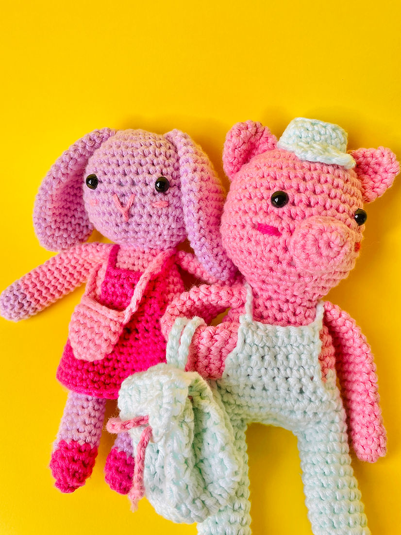 Kit de crochet : 2 kits cochon et bunny