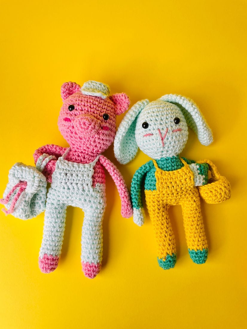 Kit de crochet 2 kits cochon et lapinou