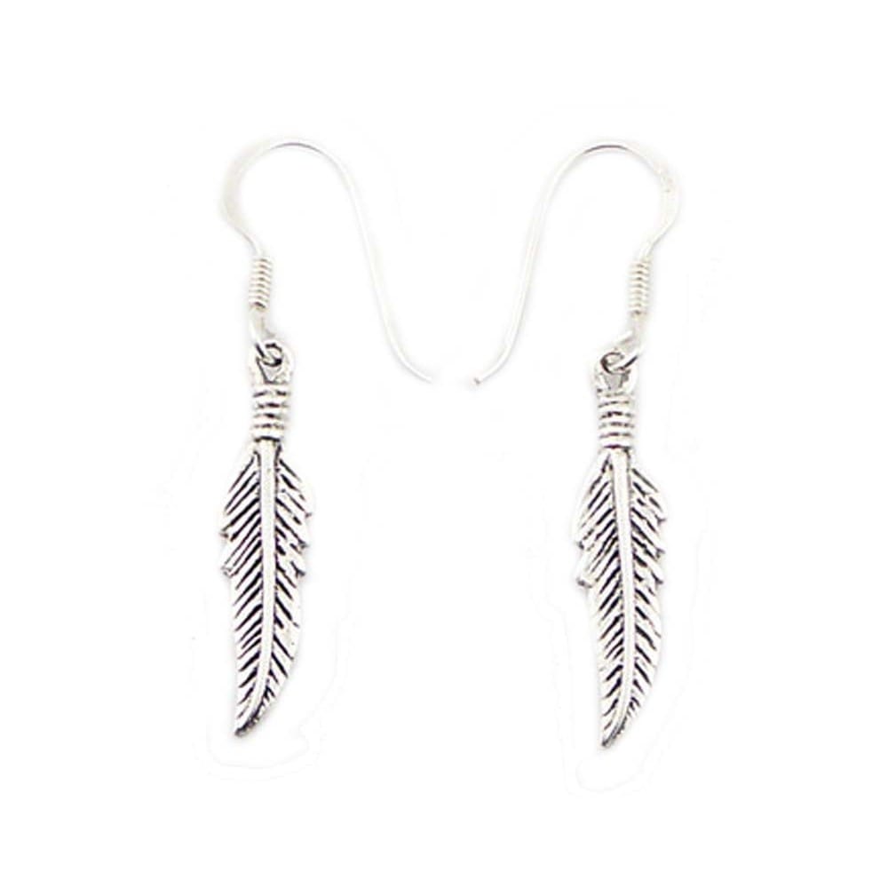 Boucle d'oreilles plume en argent