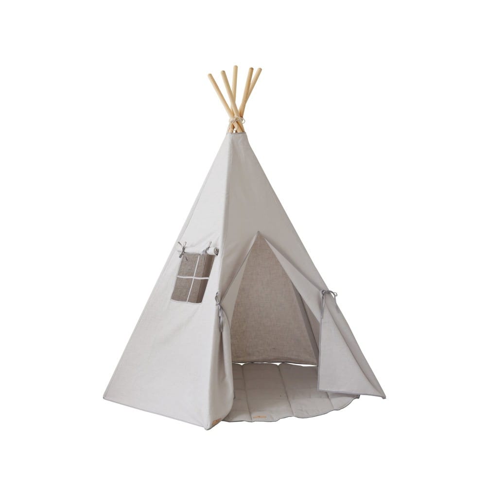 Tente tipi avec tapis gris pigeon