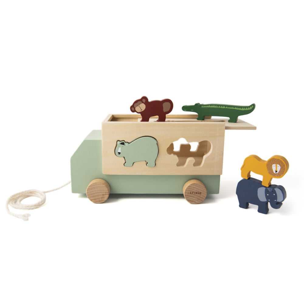 Camion en bois animaux