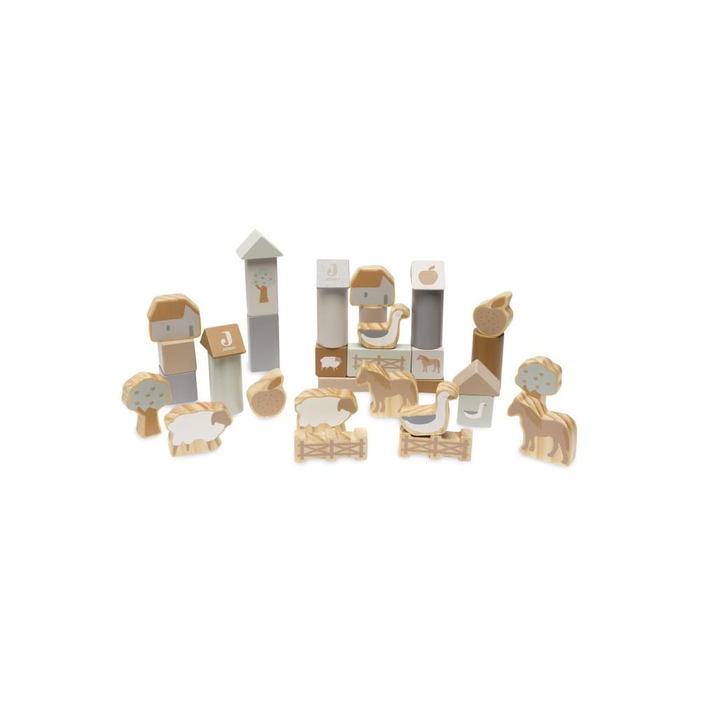 Set de cubes en bois ferme par jollein