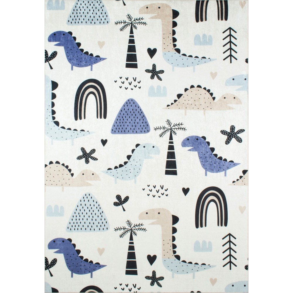 Tapis enfant dinosaures happy bleu par n