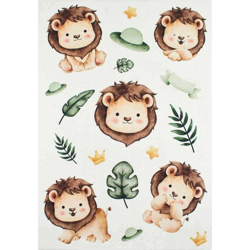 Tapis enfant lions happy beige par nazar