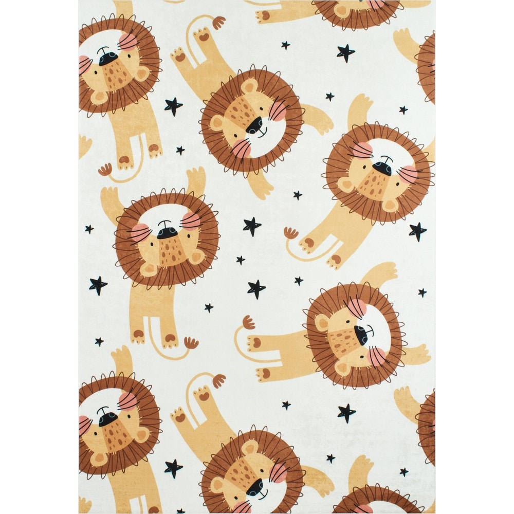 Tapis enfant lions happy beige par nazar