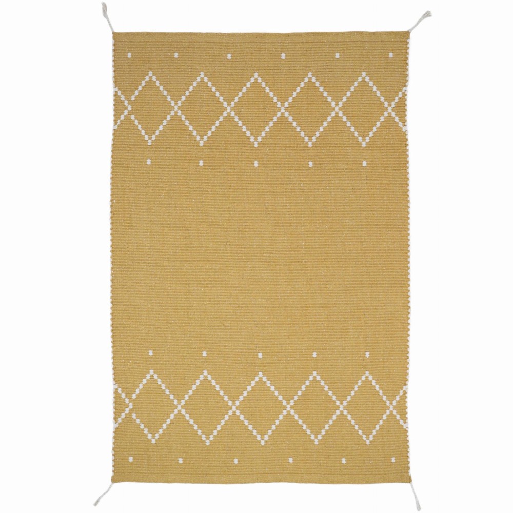 Tapis coton mallorca jaune moutarde par