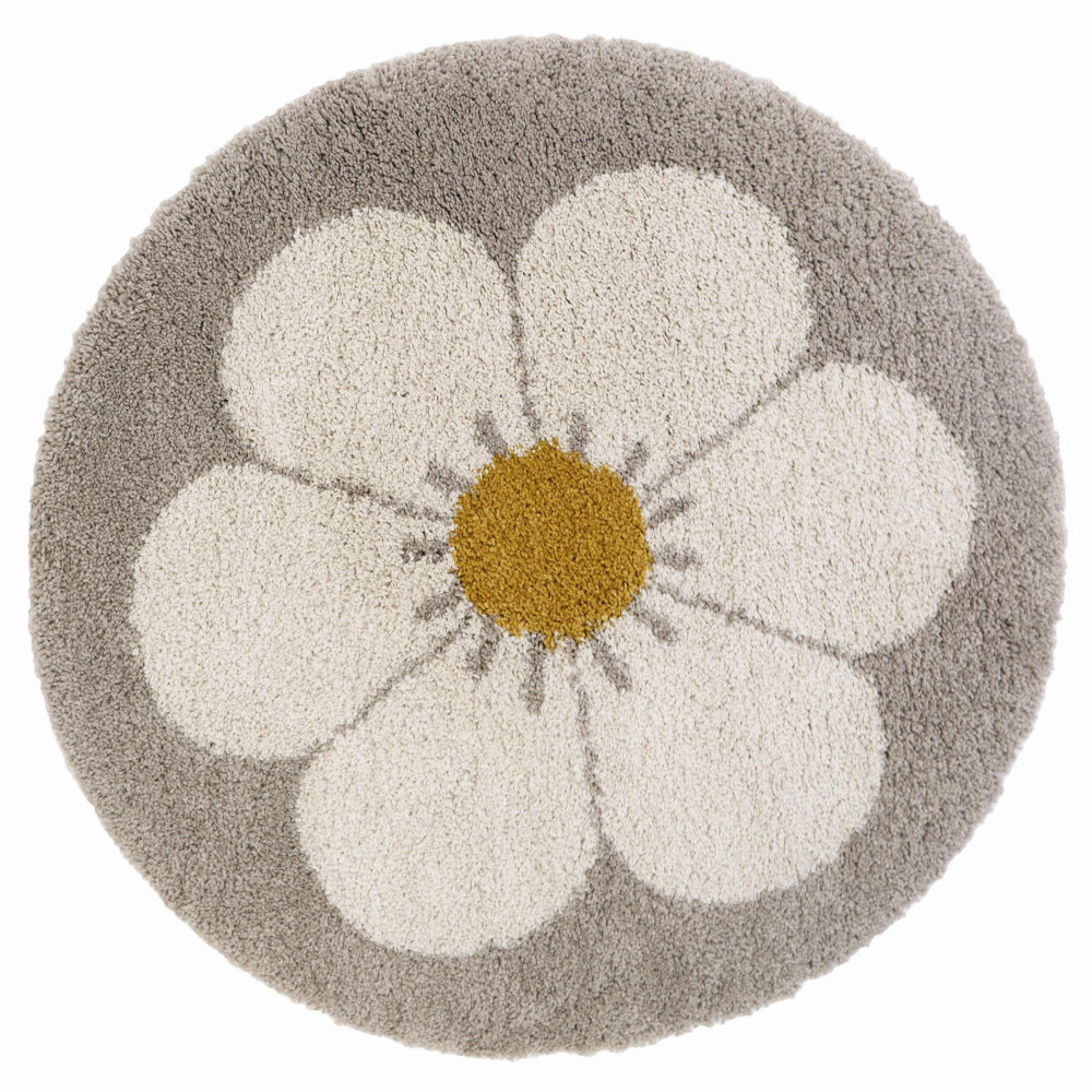 Tapis enfant bohemian daisy rond beige p