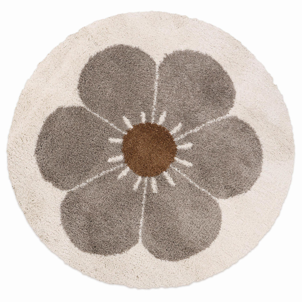 Tapis enfant bohemian daisy rond taupe p