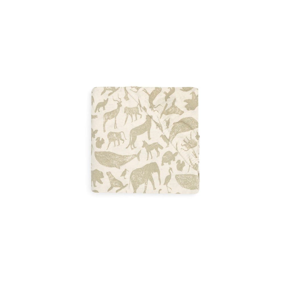 Drap-housse jersey 60x120cm animaux vert