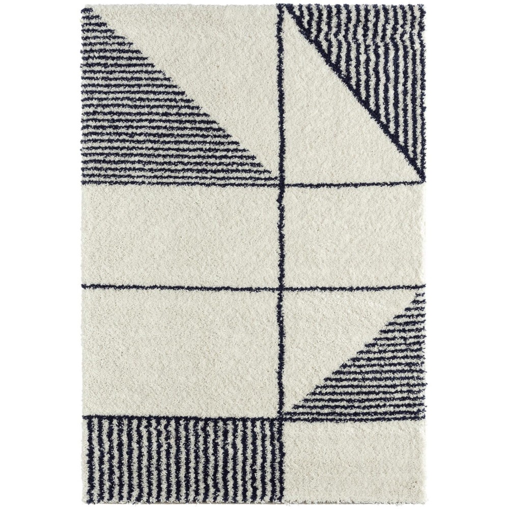 Tapis enfant crème bleu motifs géométriq