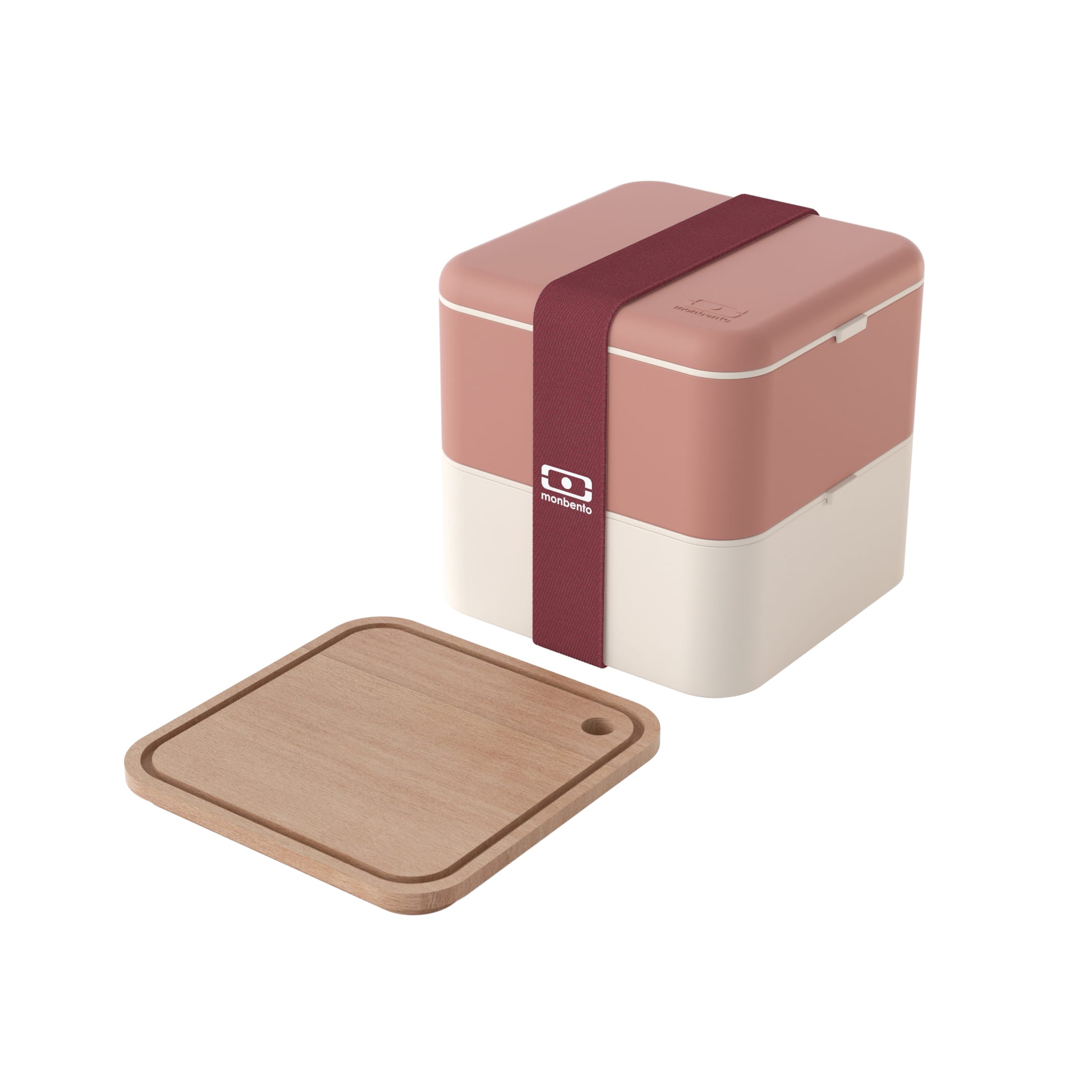 Set lunch box carrée rose + planche