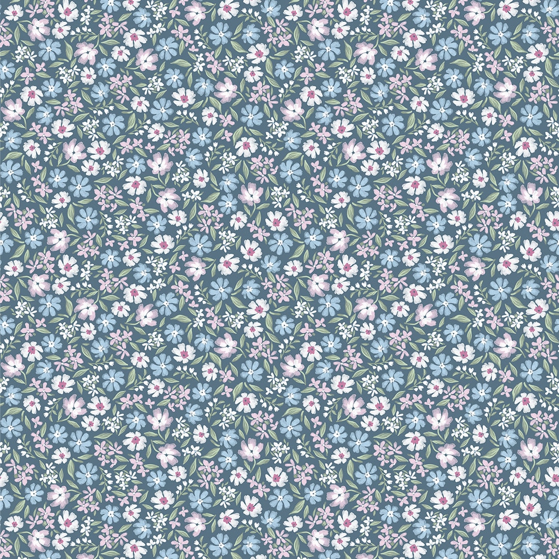 Papier peint  mini marguerites blue