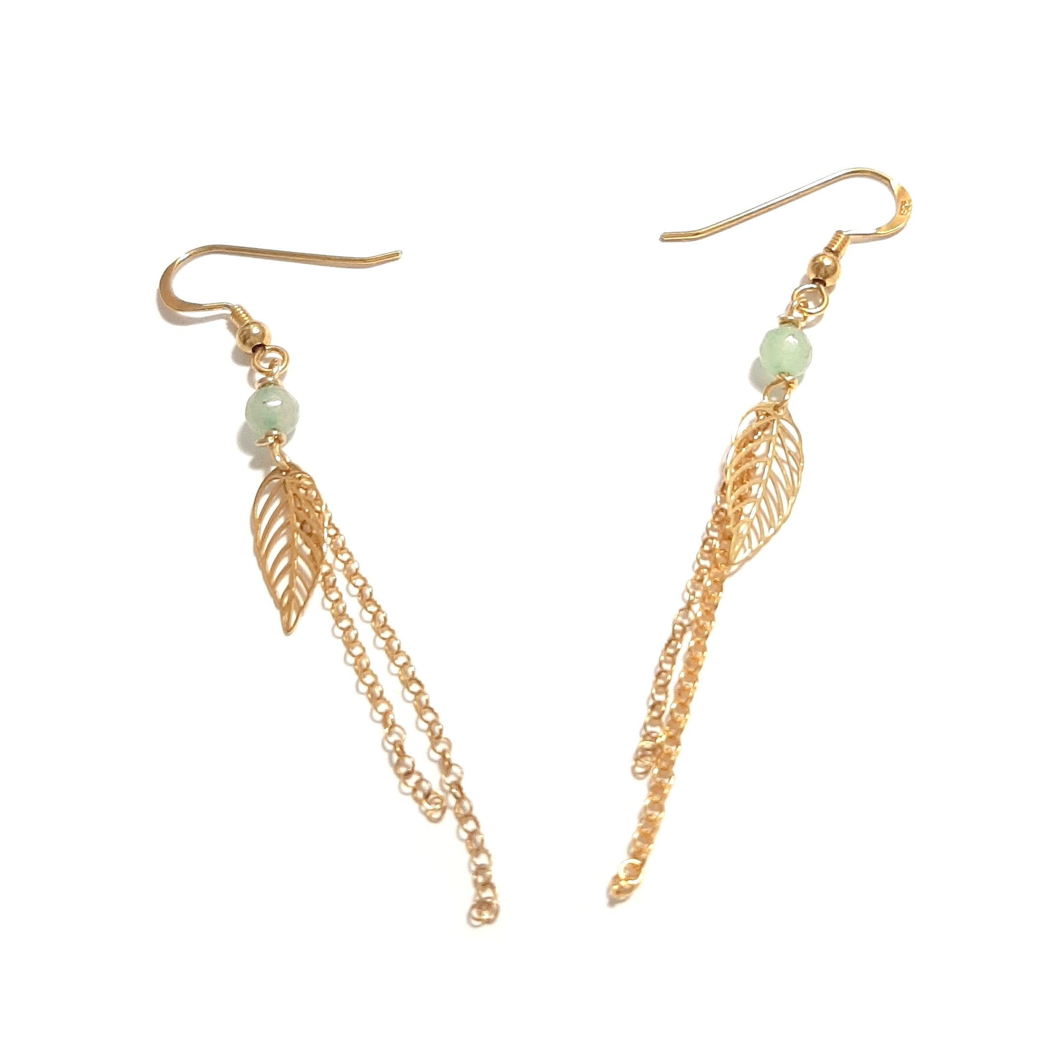 Boucles d’oreilles feuilles aventurine