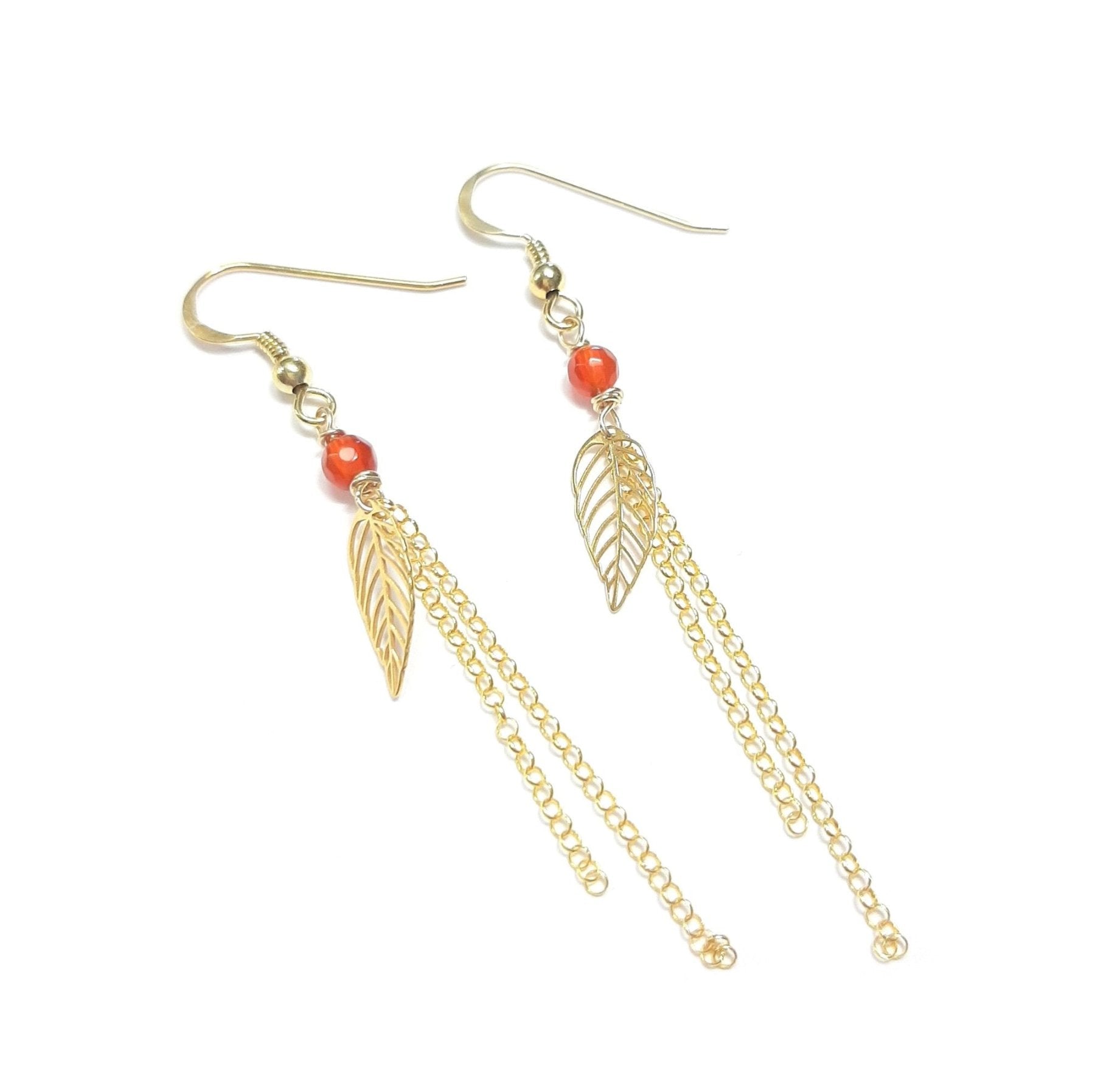 Boucles d’oreilles feuilles cornaline