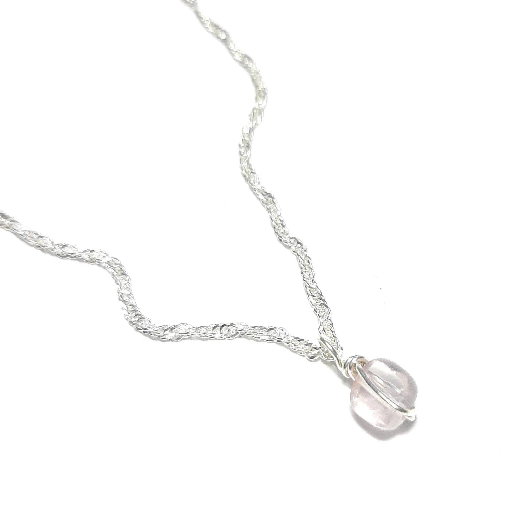 Collier argent 925 et quartz rose