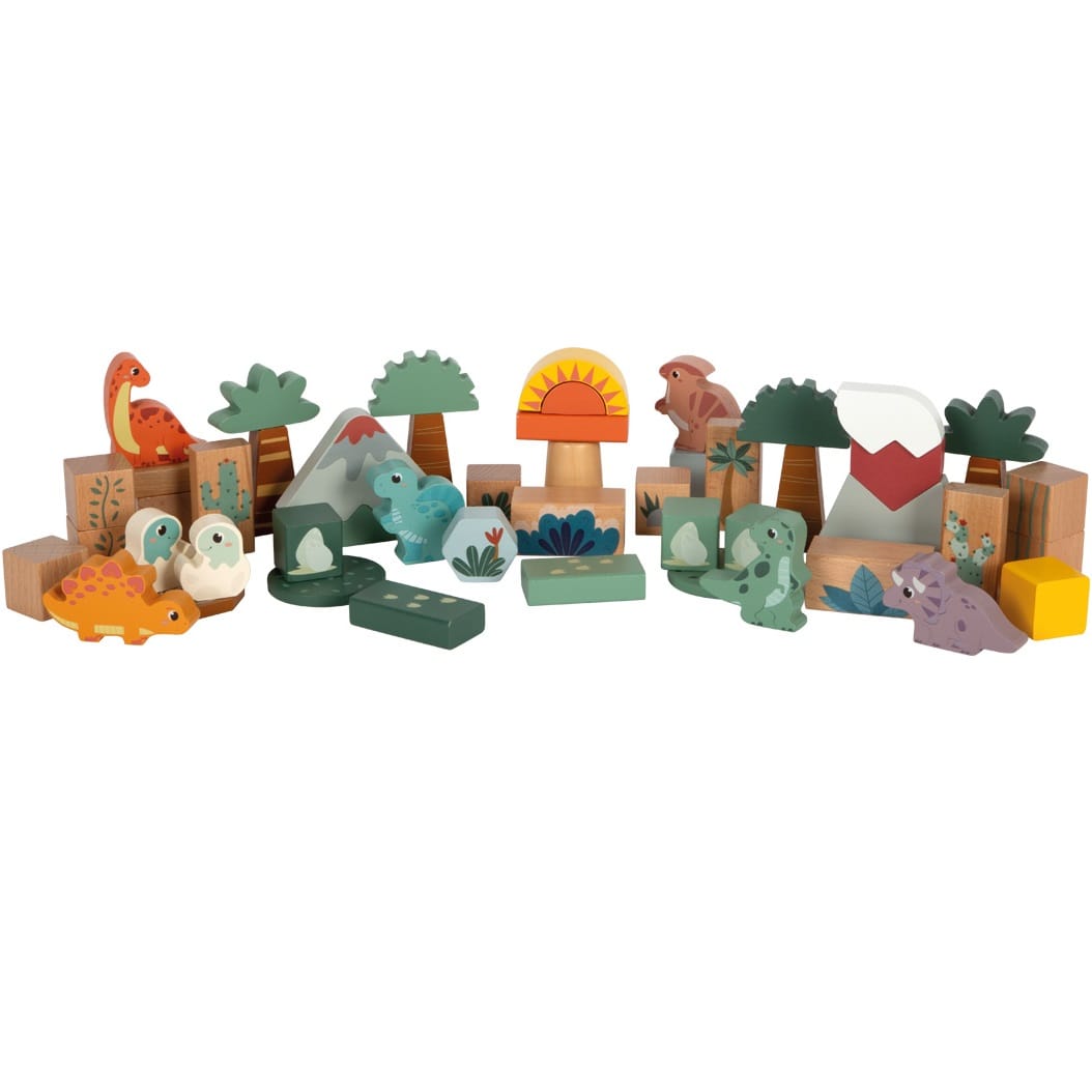 Blocs de construction en bois dino