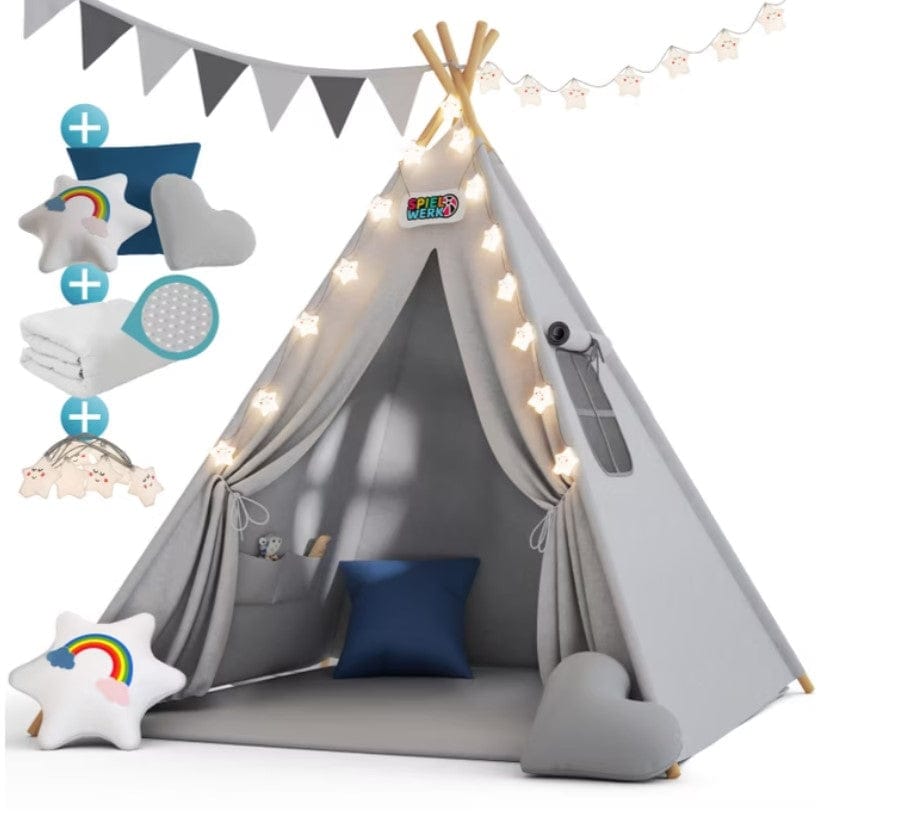 Tipi pour enfant gris 160x120x120cm