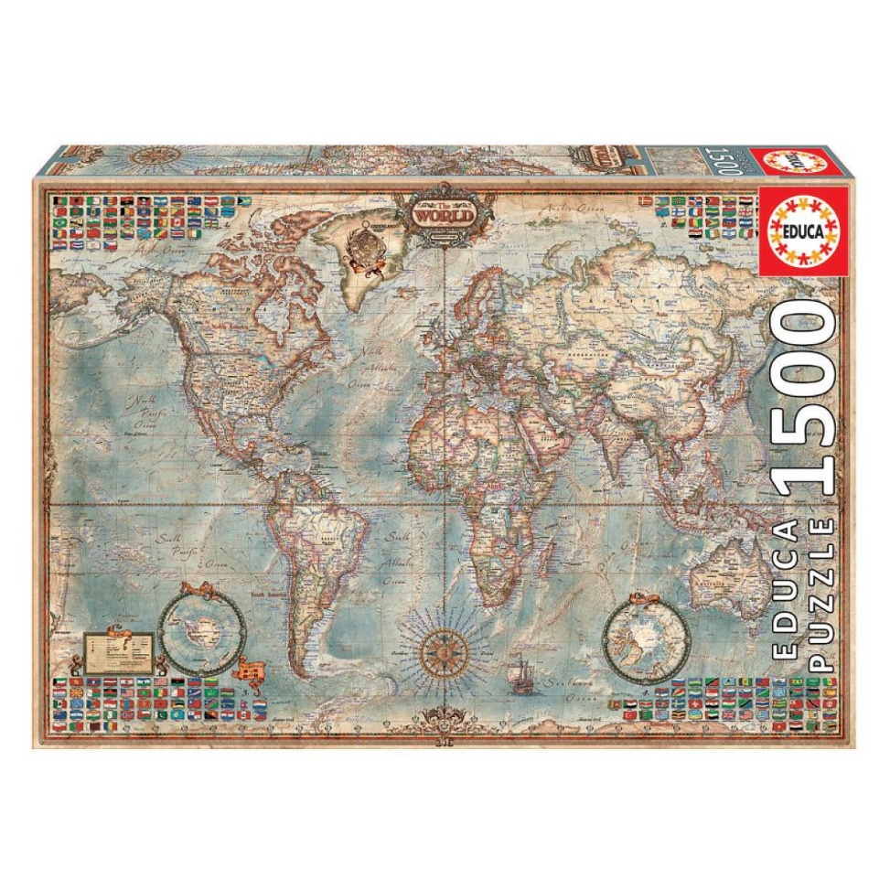 Puzzle 1500 pcs le monde carte politique