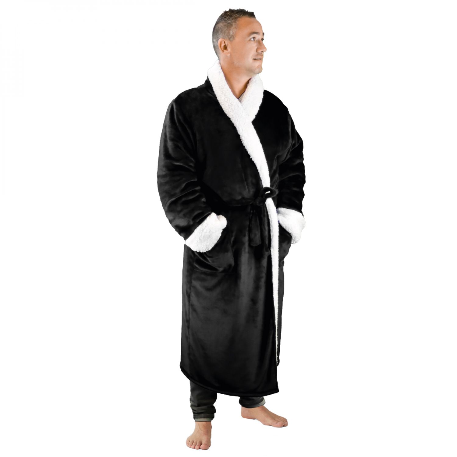 Robe de chambre polaire noire - L/XL