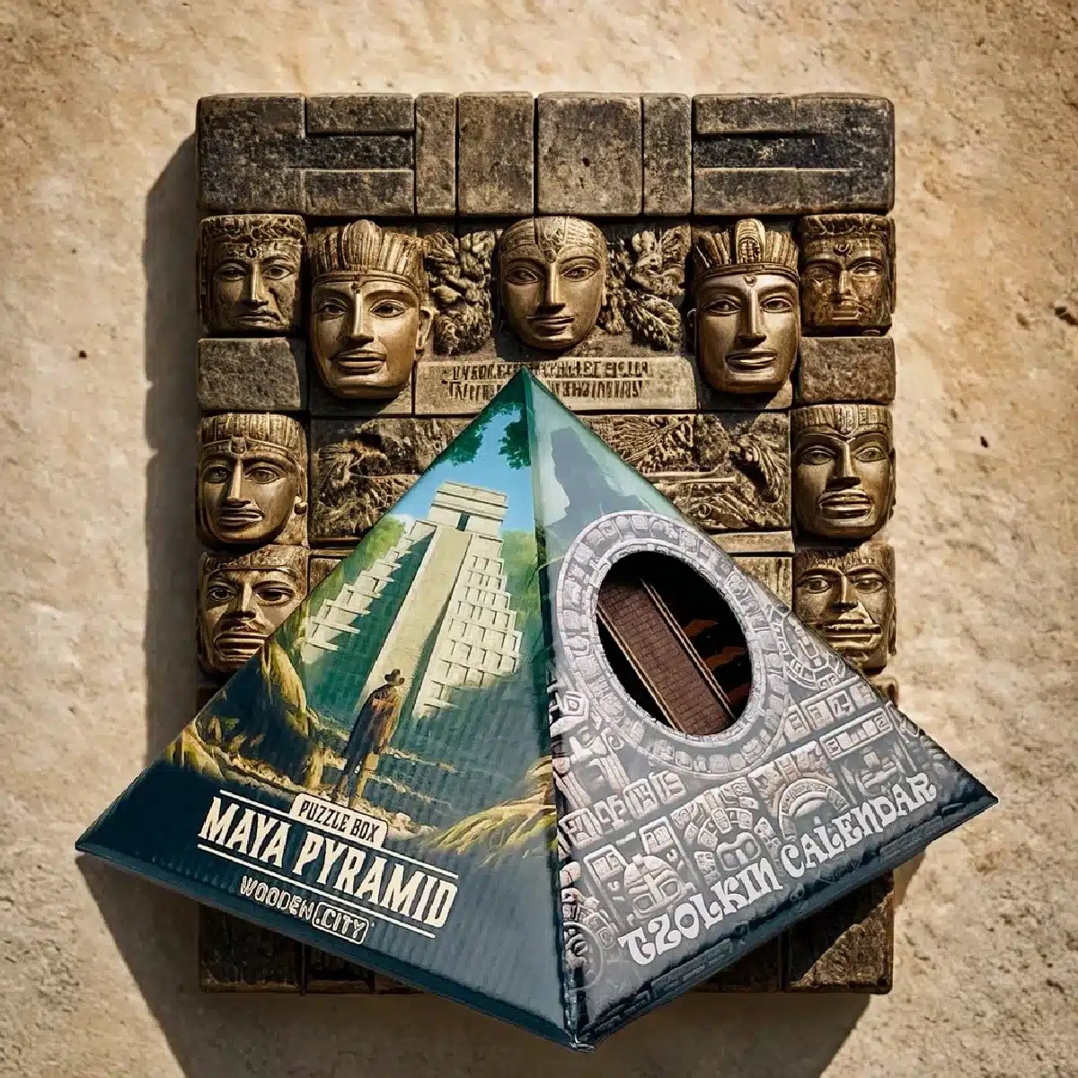 Puzzle 3d bois boîte pyramide maya