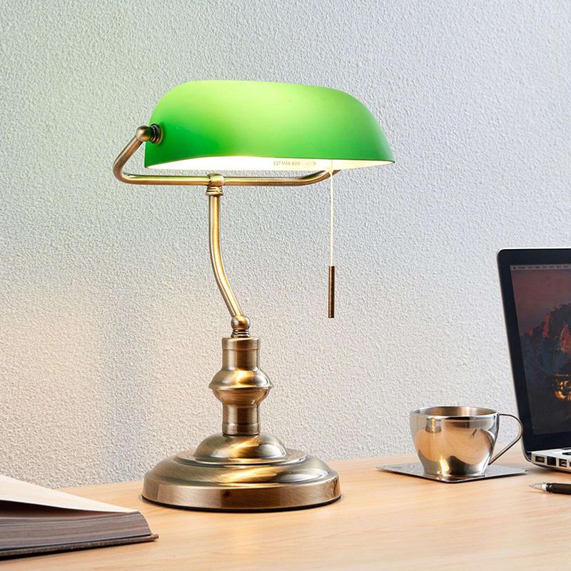 Lampe à poser verte e27 à interrupteur