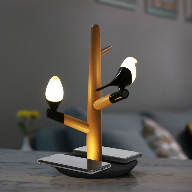 Lampe de chevet oiseau chargeur sans fil