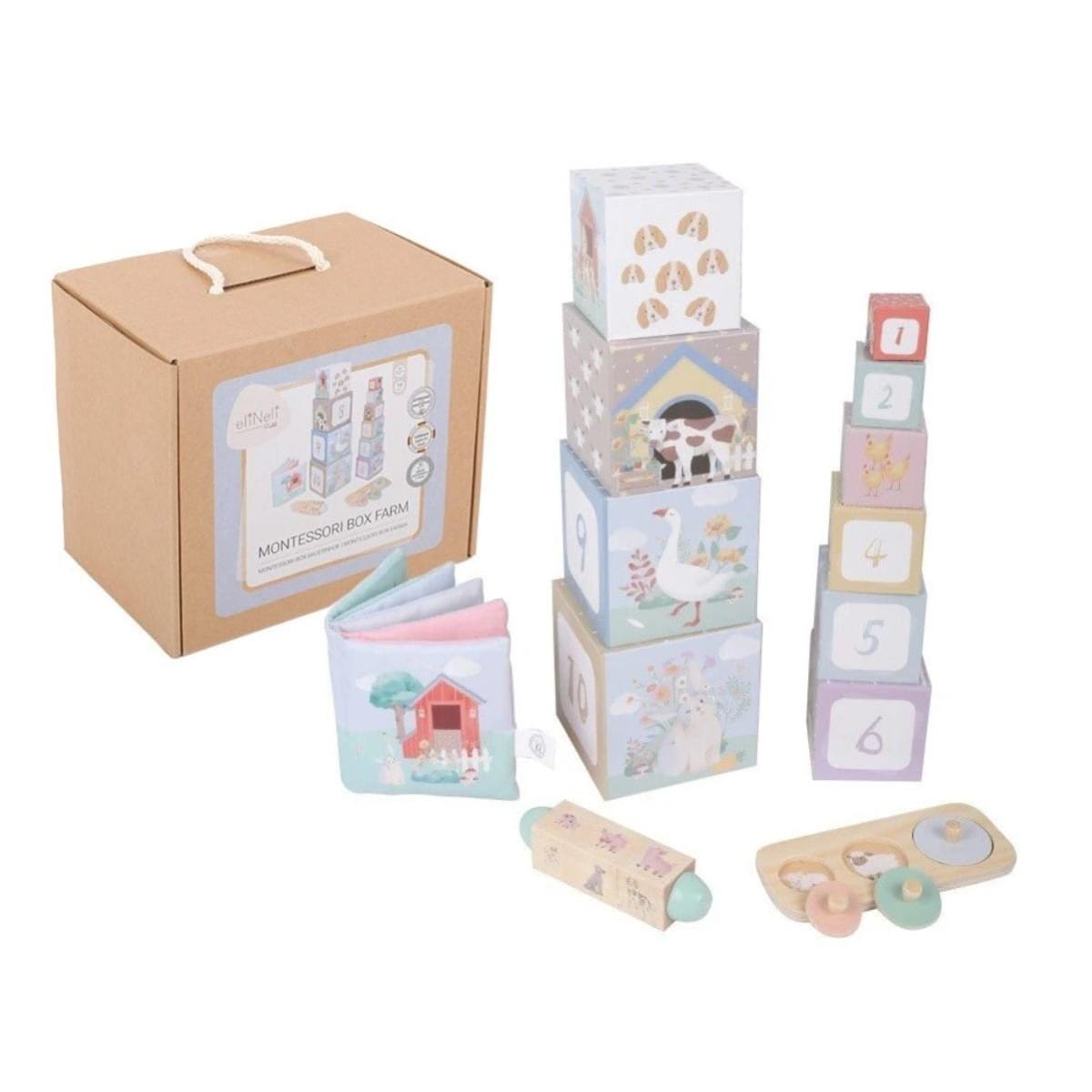 Coffret de jouets montessori ferme