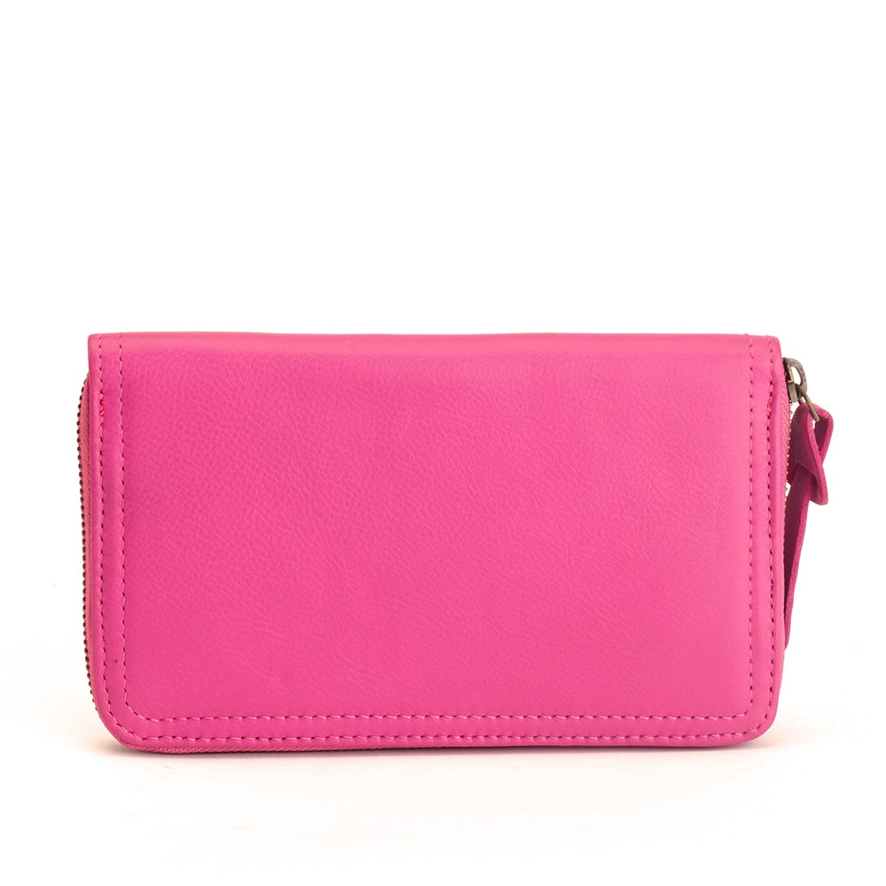 Portefeuille cuir ami fushia