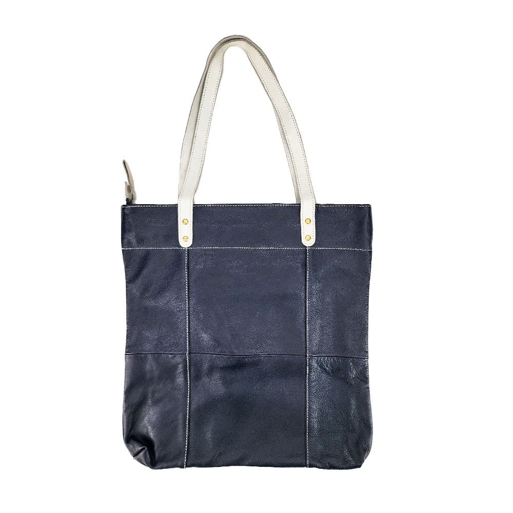 Tote bag cuir  emilie marine