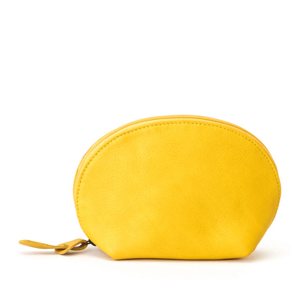 Trousse maquillage cuir léa jaune