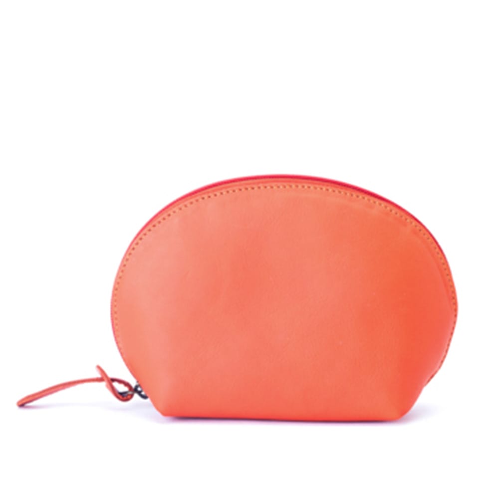 Trousse maquillage cuir léa orange