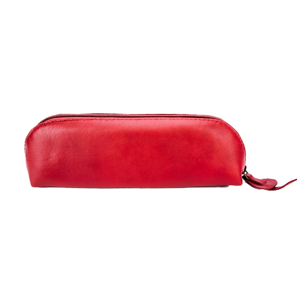 Trousse longue cuir rosy rouge