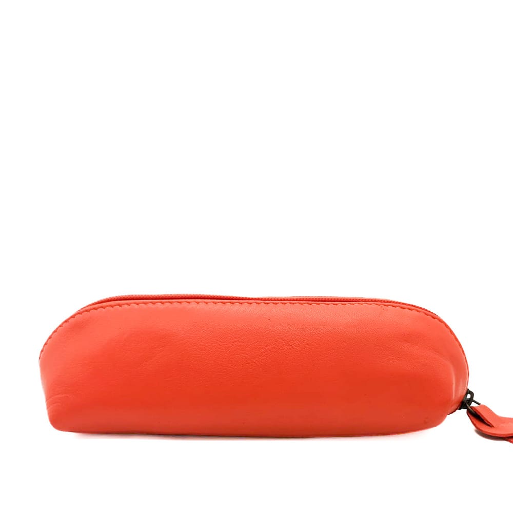 Trousse longue cuir rosy orange