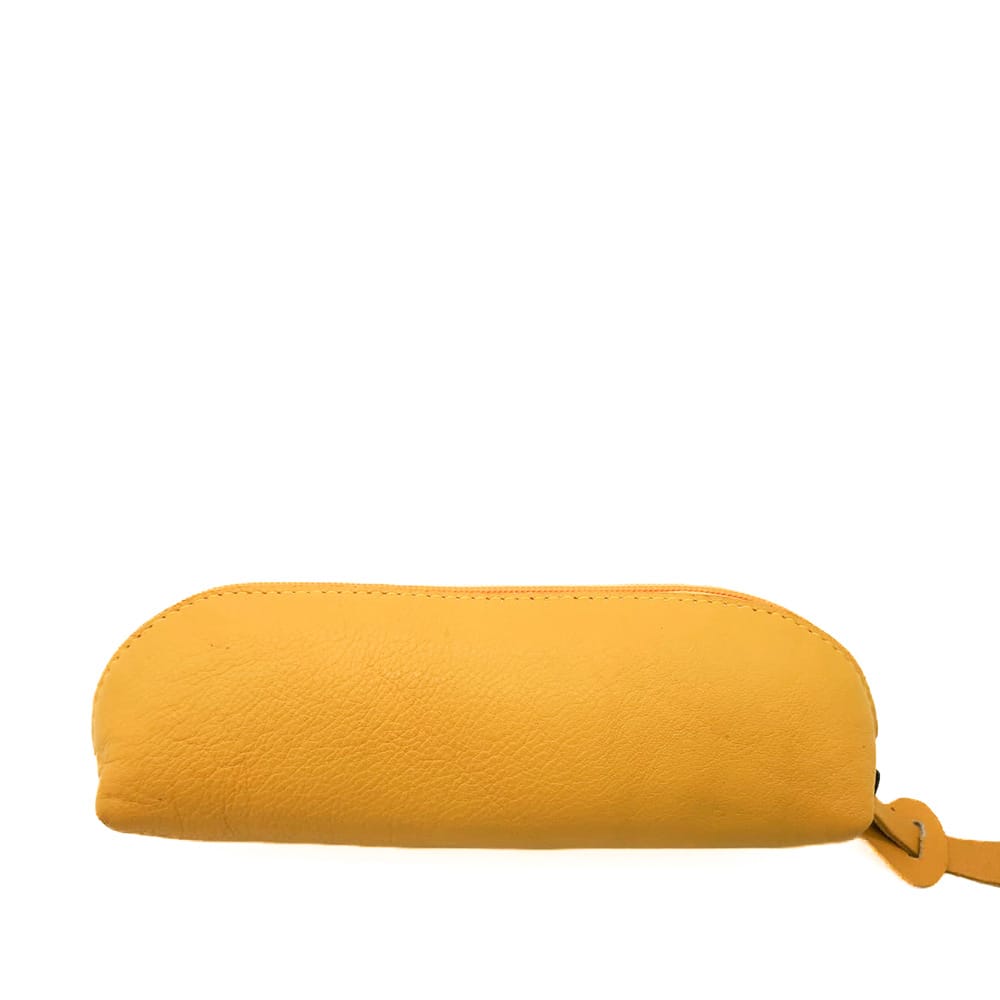 Trousse longue cuir rosy jaune