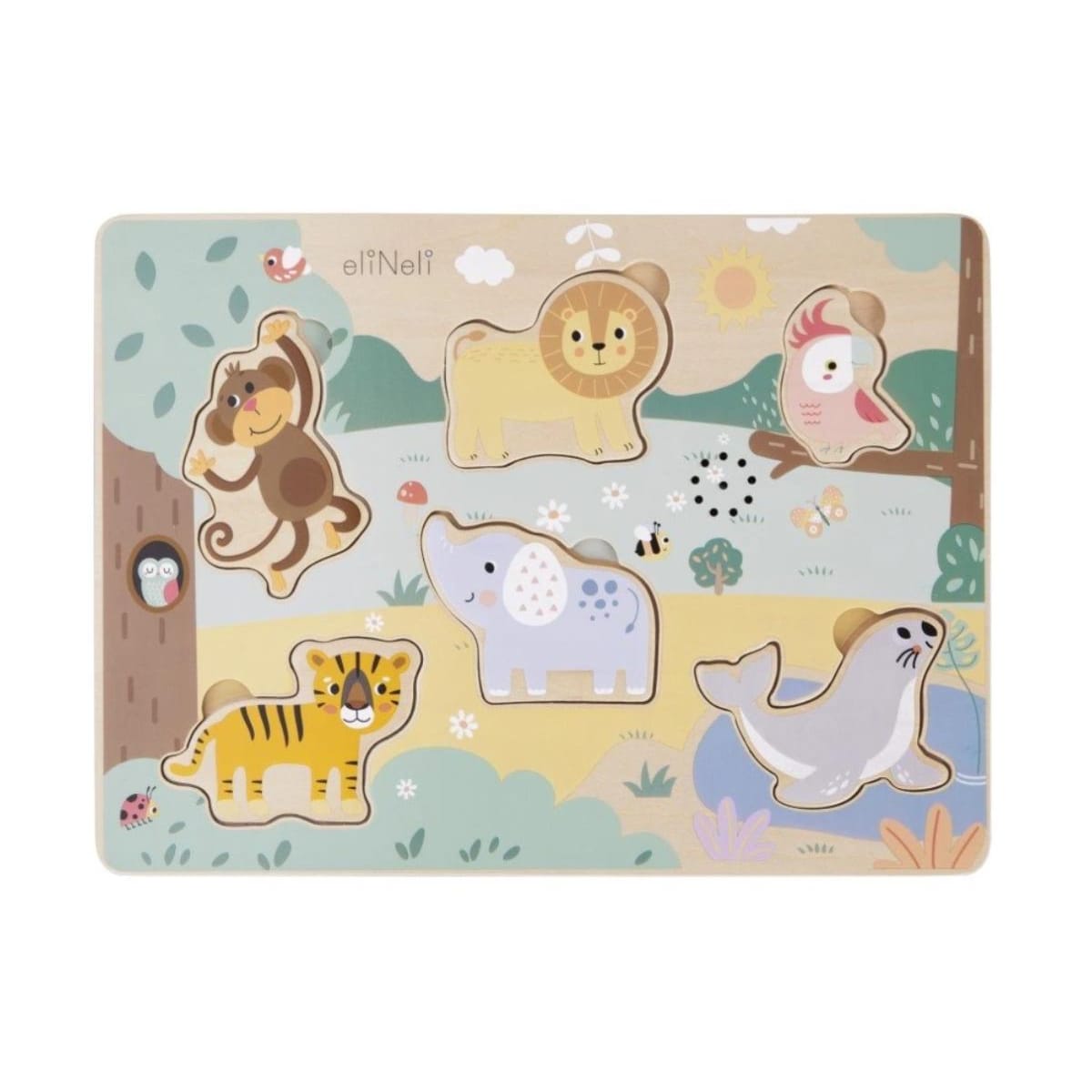 Puzzle sonore en bois animaux