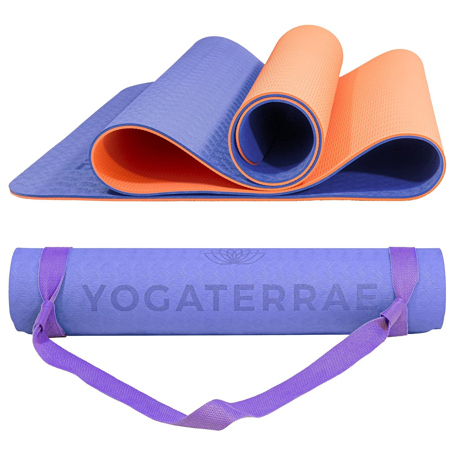 Tapis yoga lavande corail tpe + sangle