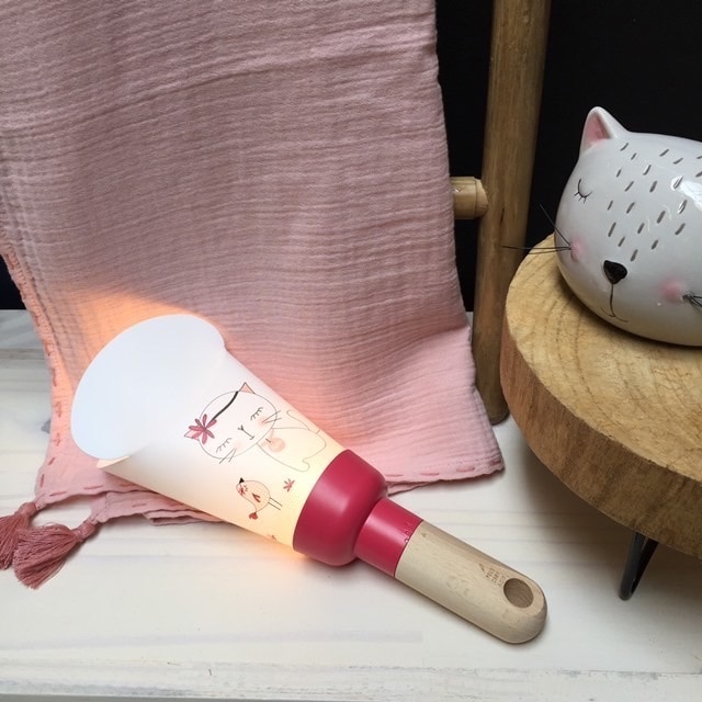 Lampe chat miou et abat-jour joli cœur