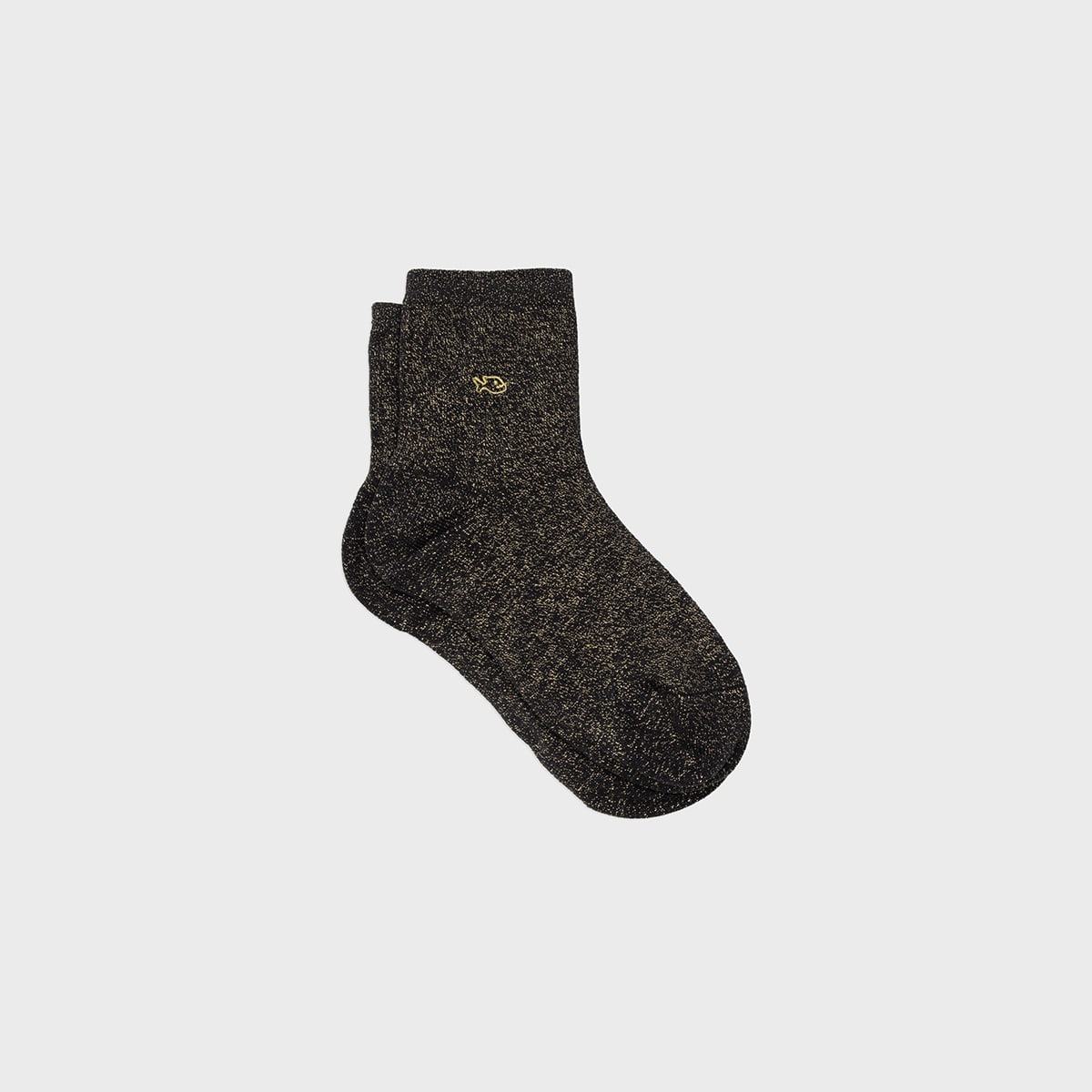 Chaussettes unies pailletées noir doré