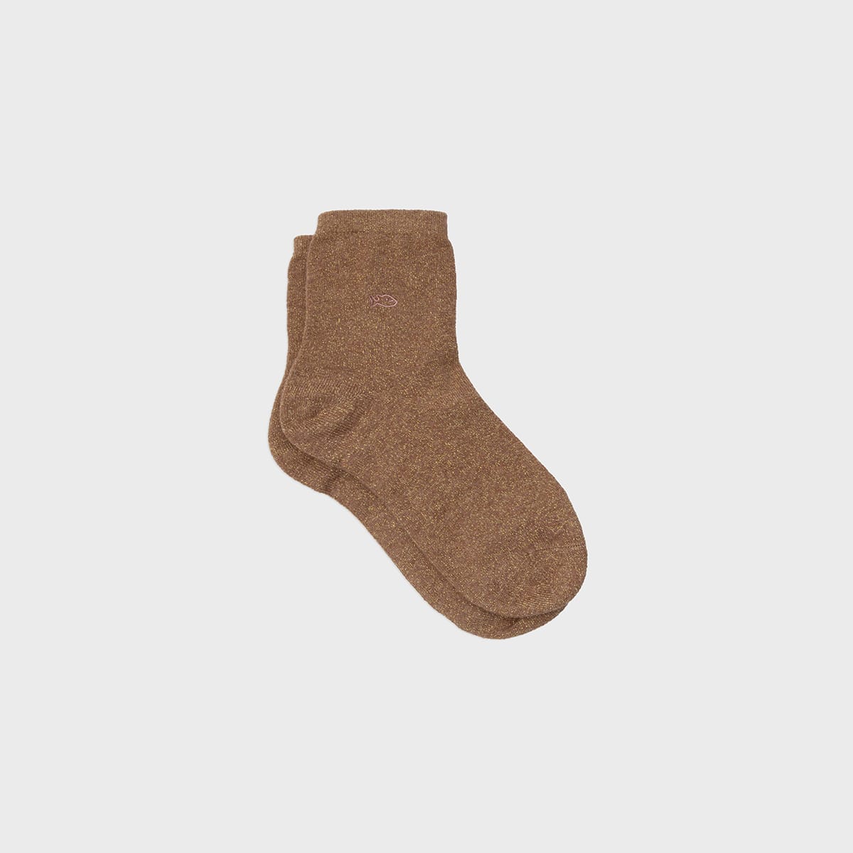 Chaussettes unies pailletées cuivre