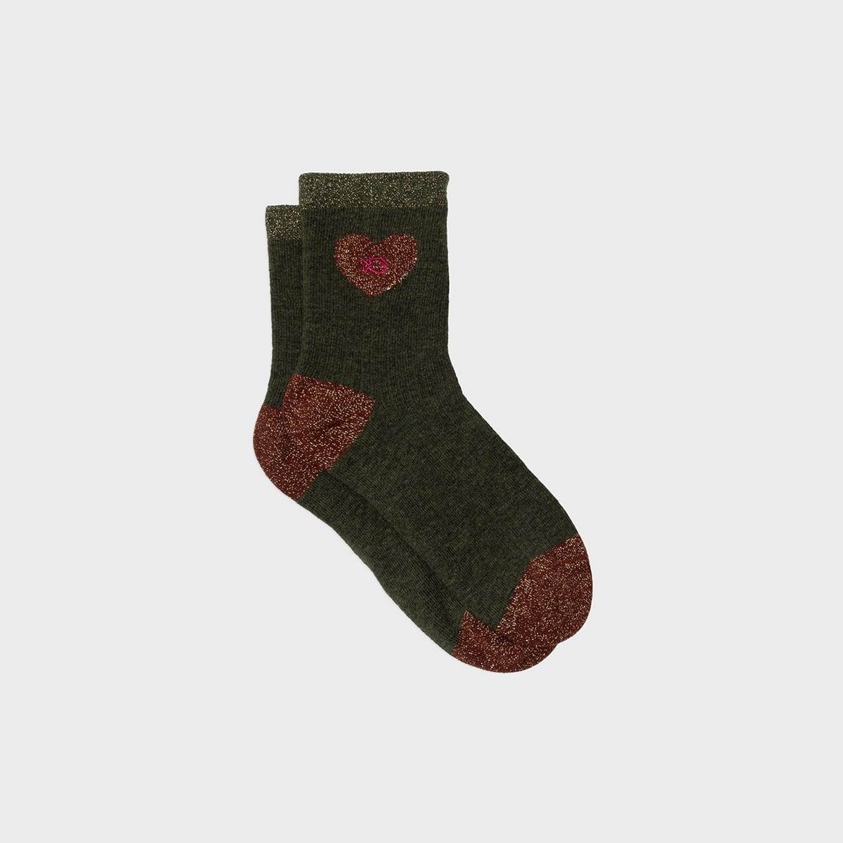 Chaussettes coeur vert foncé