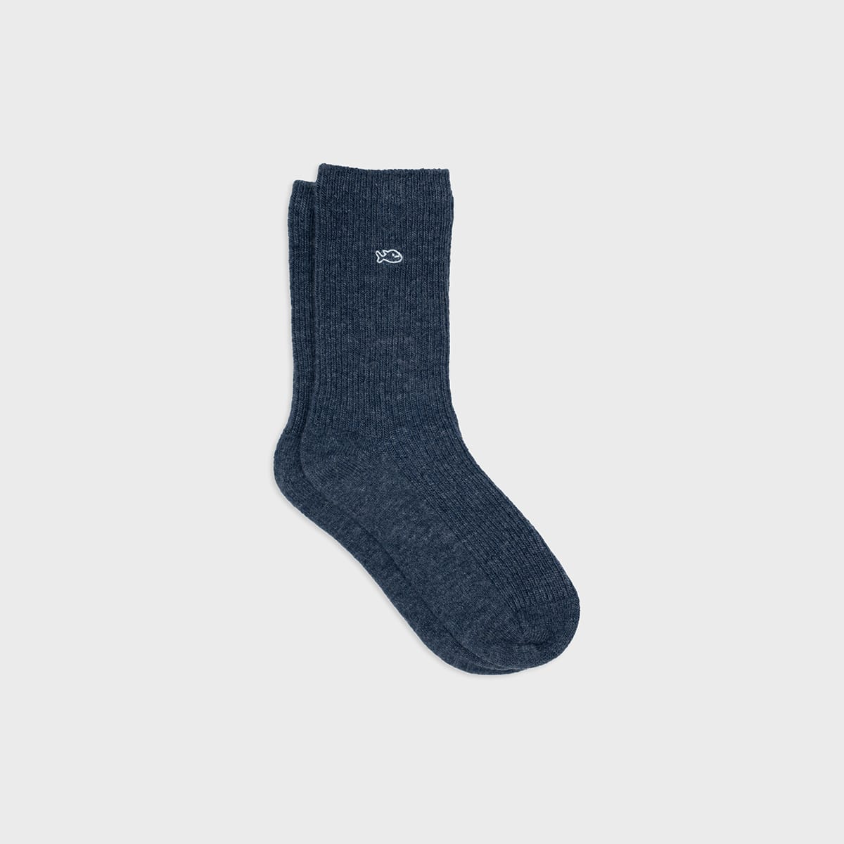 Chaussettes en laine femme bleu chiné