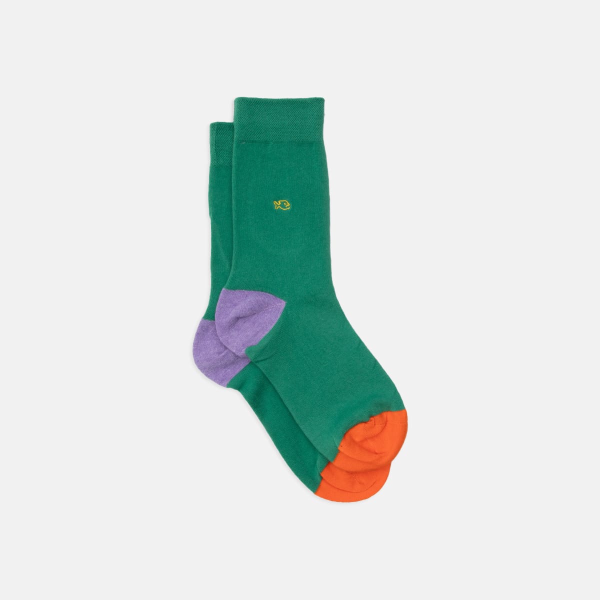 Chaussettes unies vert (violet-orange)