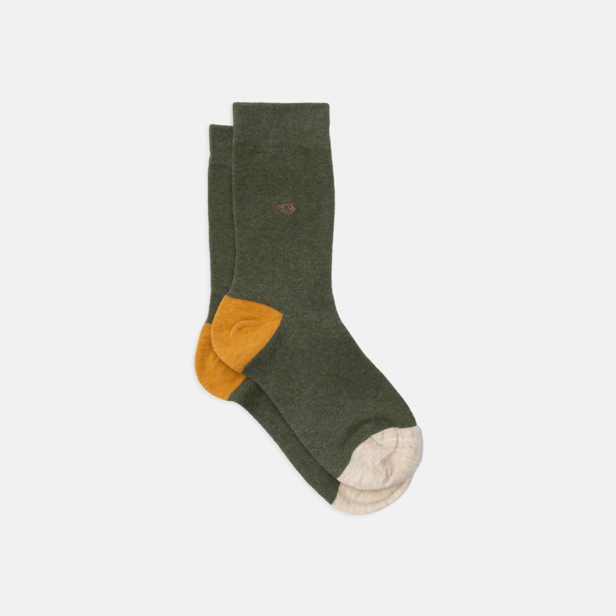 Chaussettes unies kaki (jaune-beige)