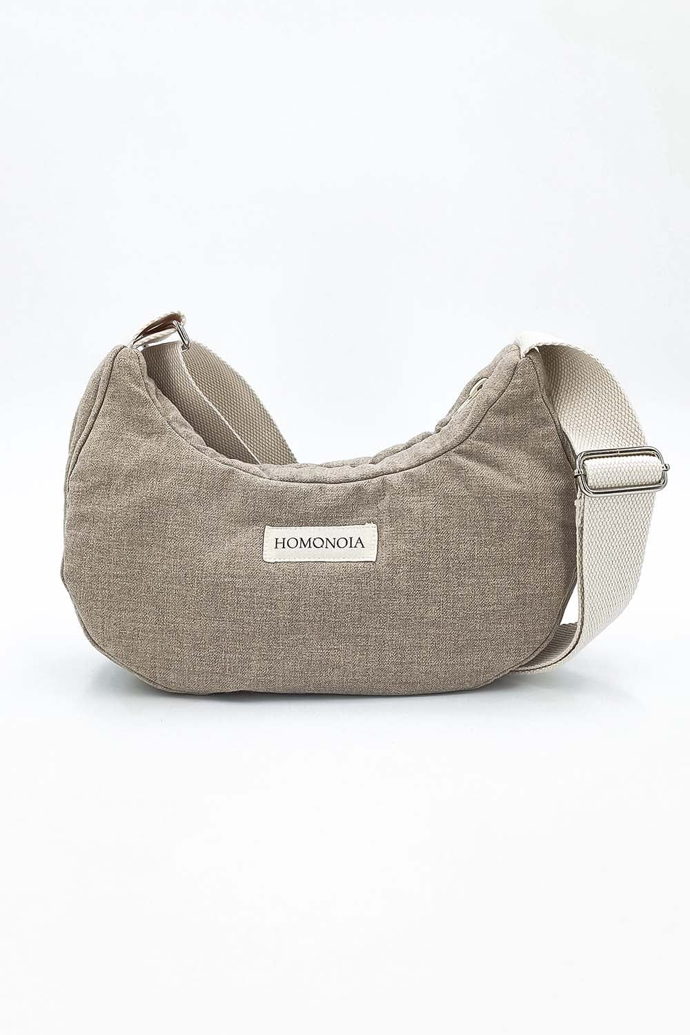 Sac demi-lune gisèle coton brossé beige