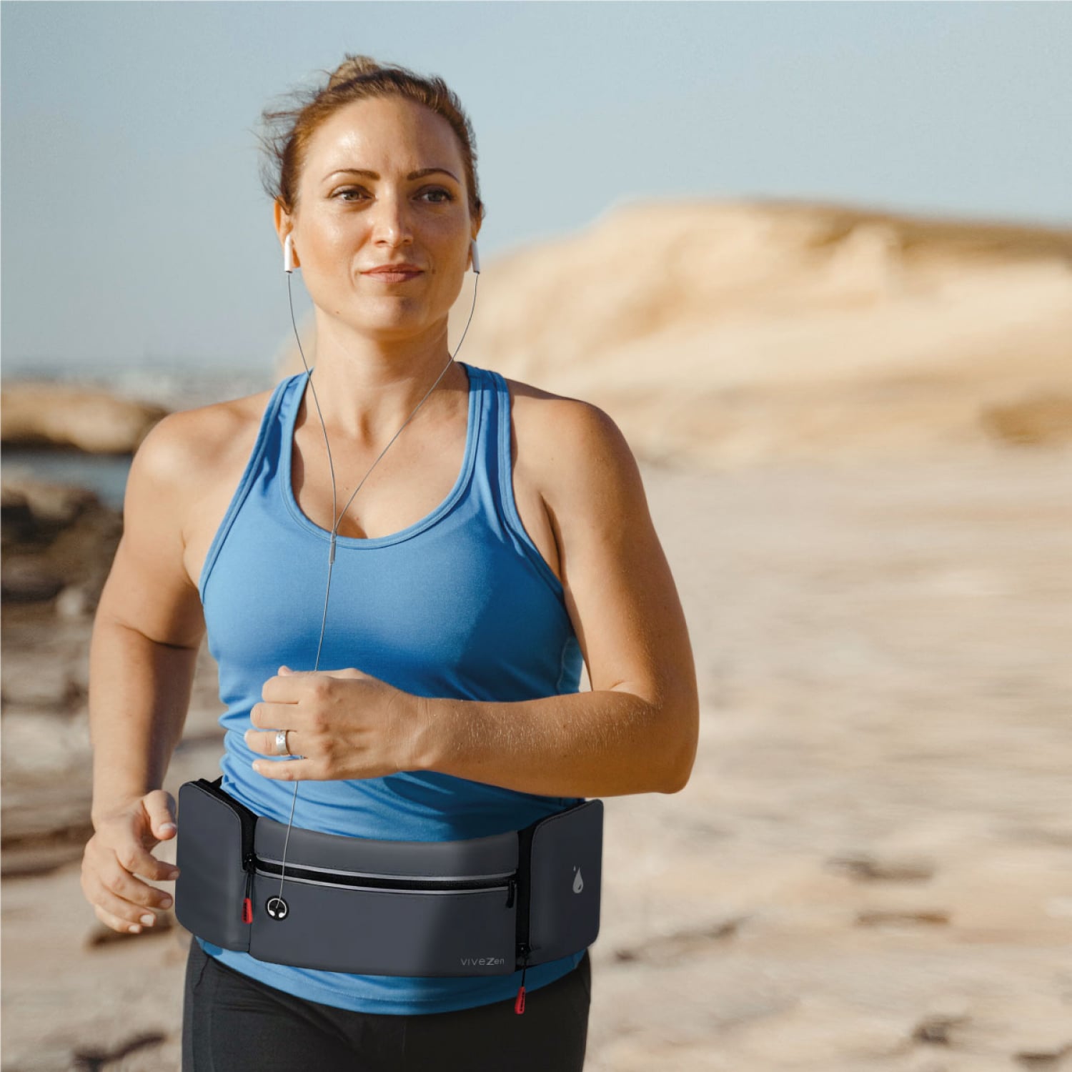 Ceinture de running, sport - bleu gris