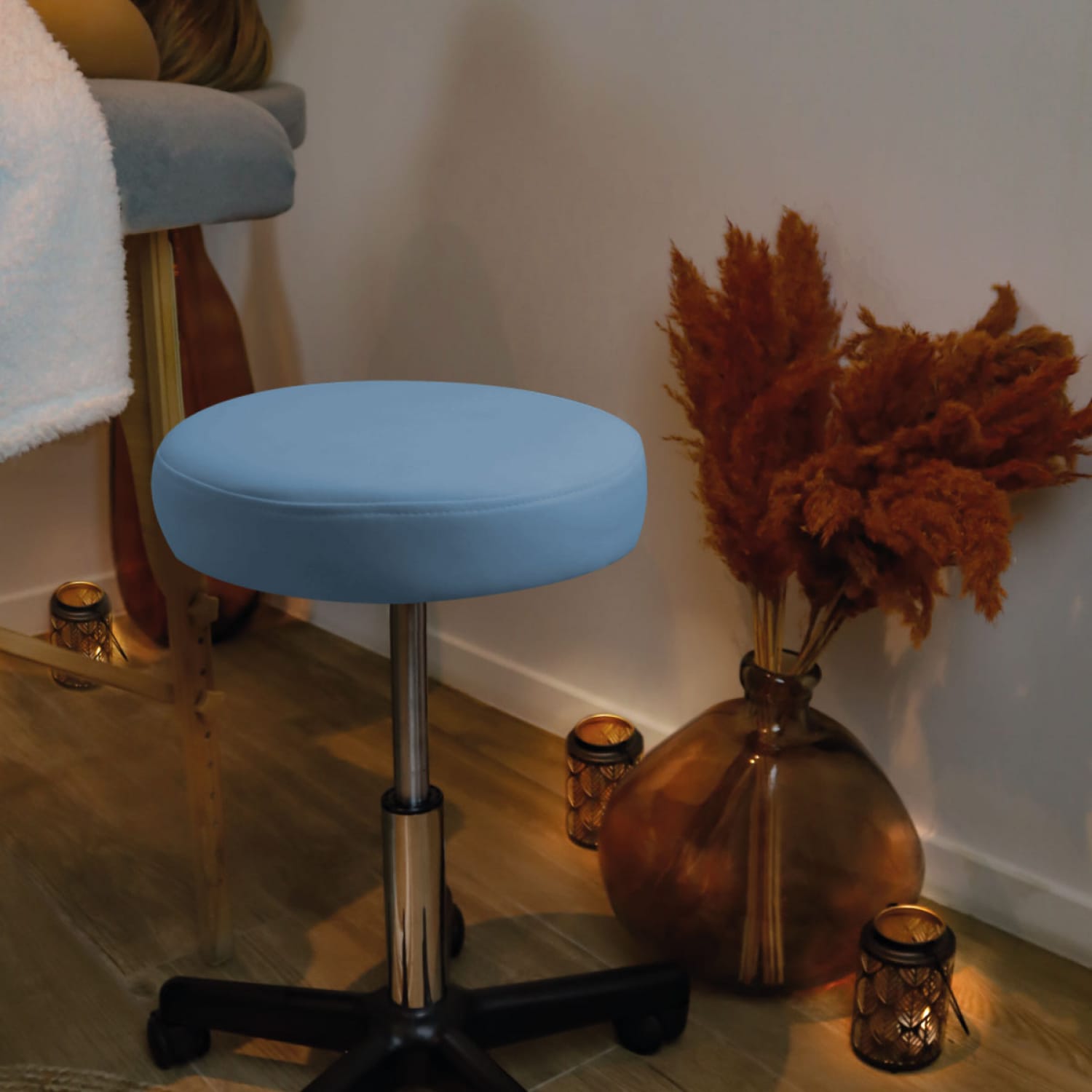 Tabouret rond à roulettes