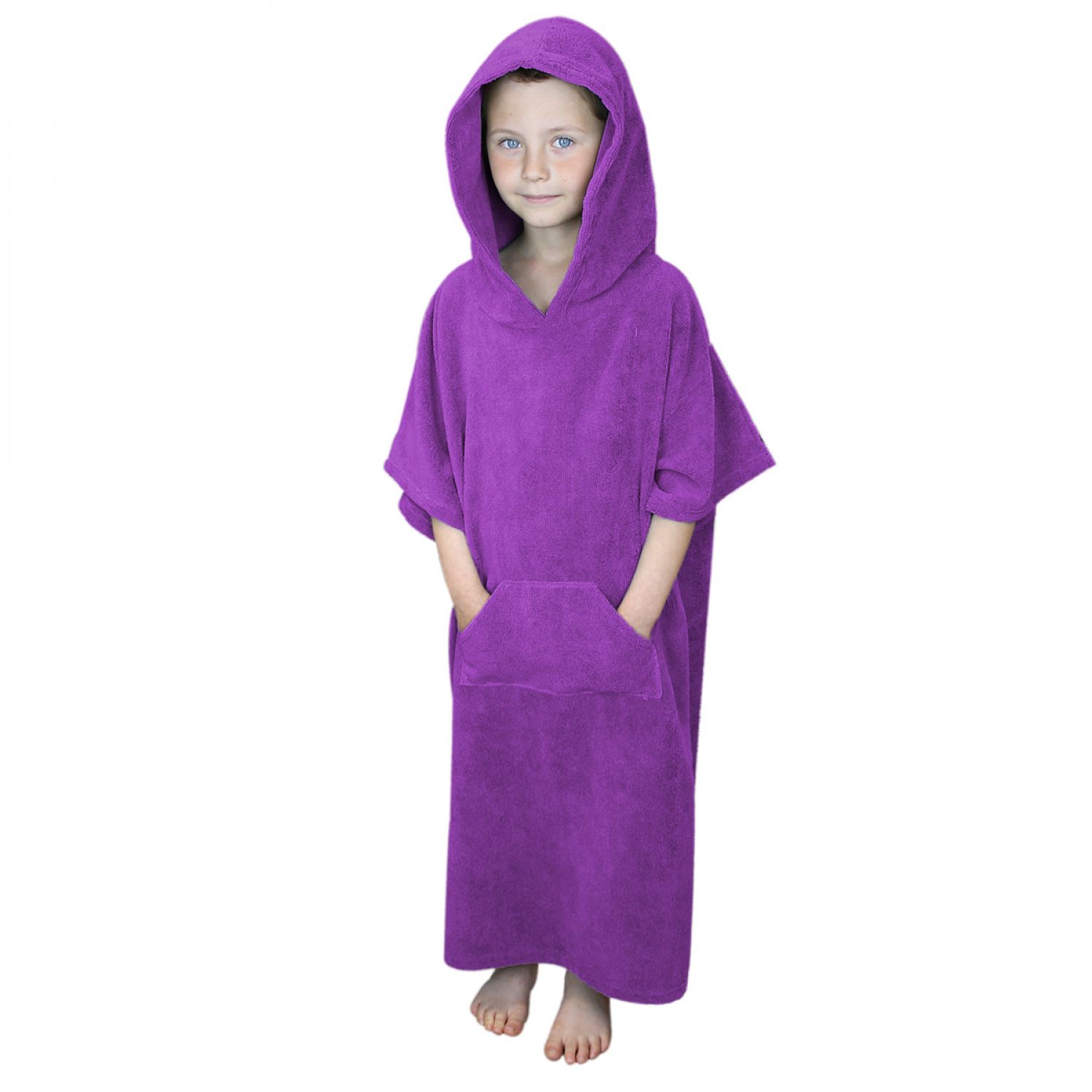 Poncho enfant , sortie de bain - violet