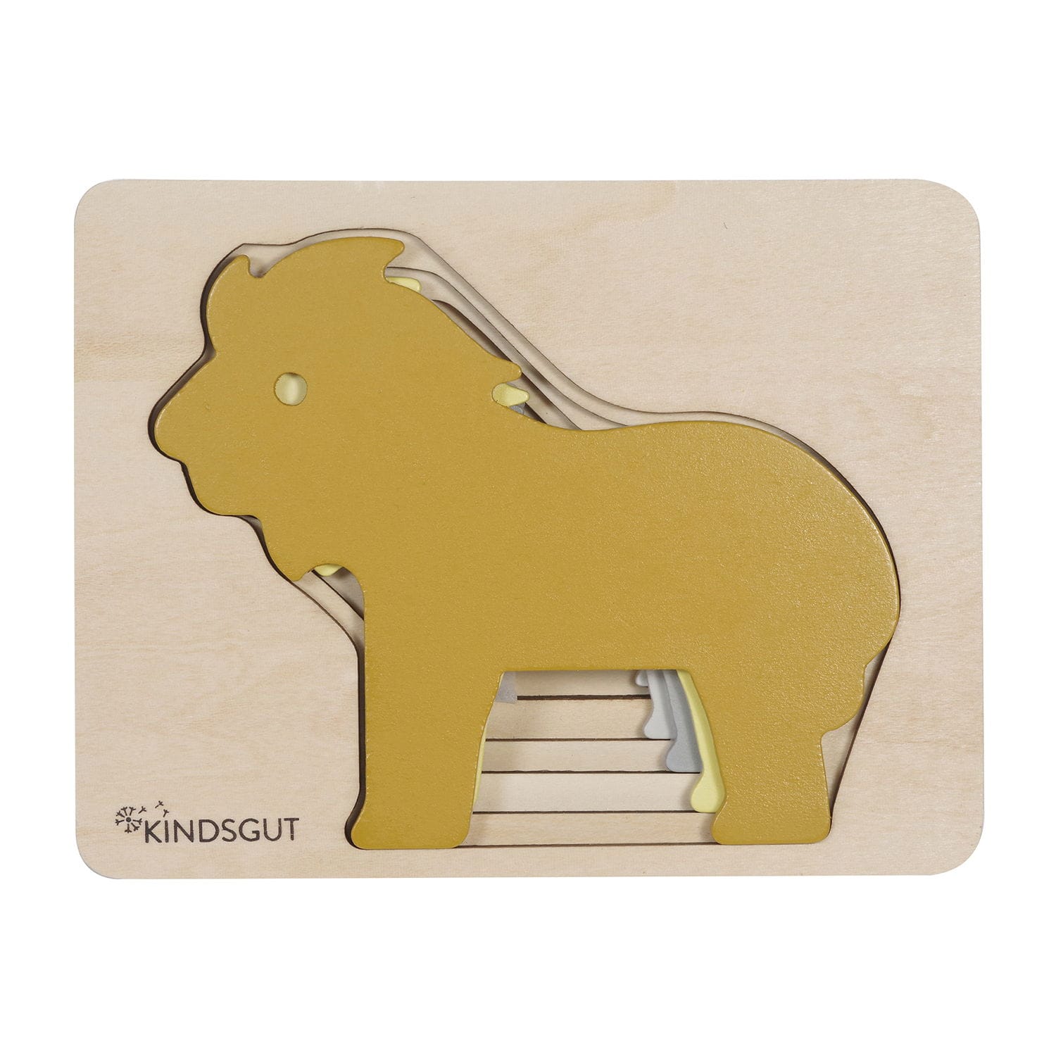 Puzzle animal lion en bois Jaune