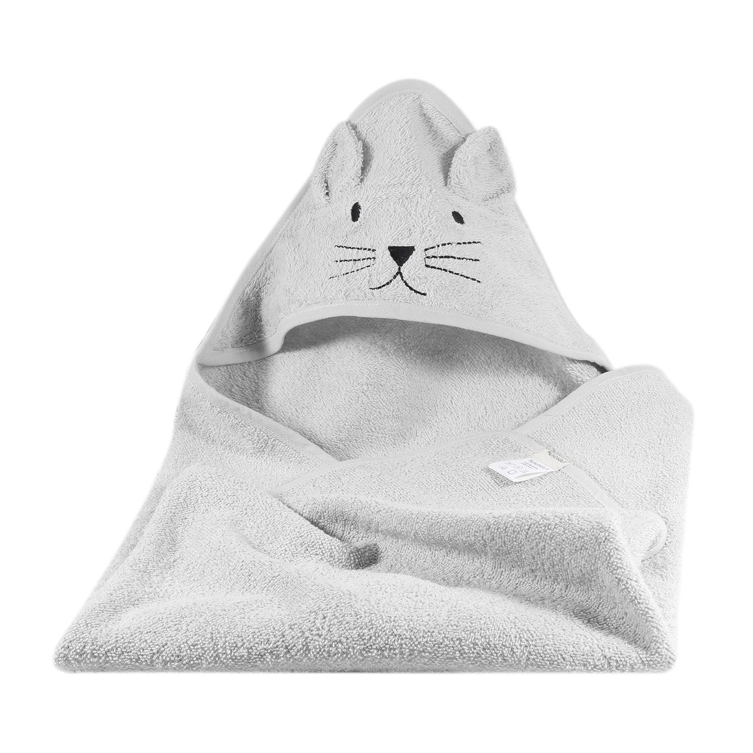 Cape de bain chat en coton gris