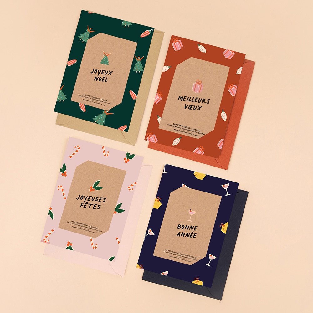 Pack noël & vœux • 4 cartes à planter